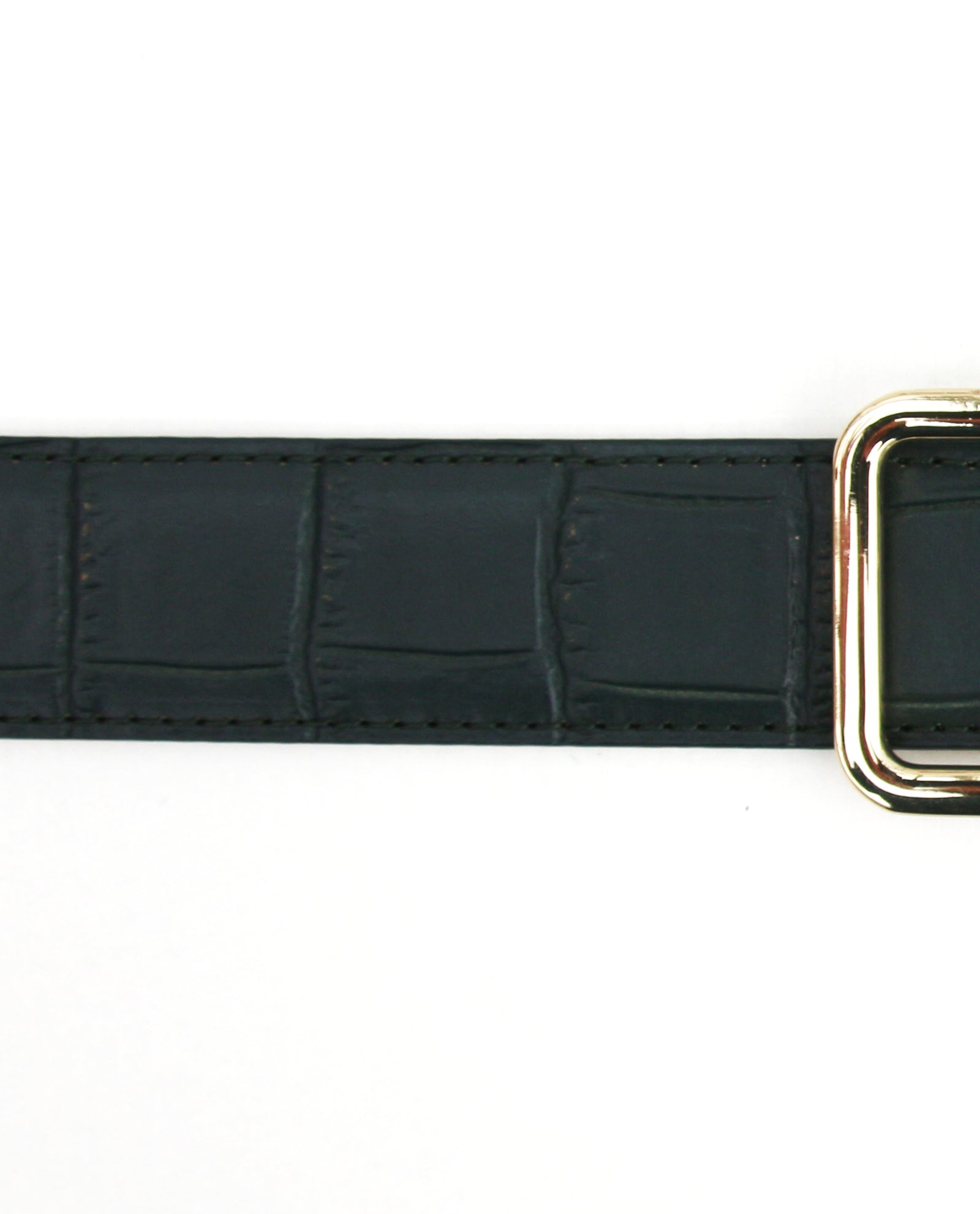 Emerald Green Croc Embossed Belt with Gold Buckle