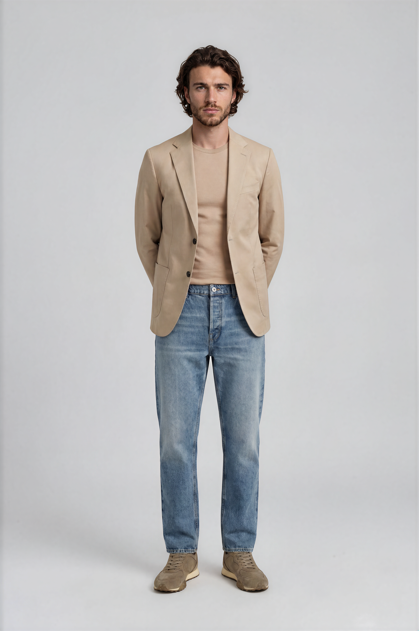 Classic Khaki Cotton-Blend Sport Coat