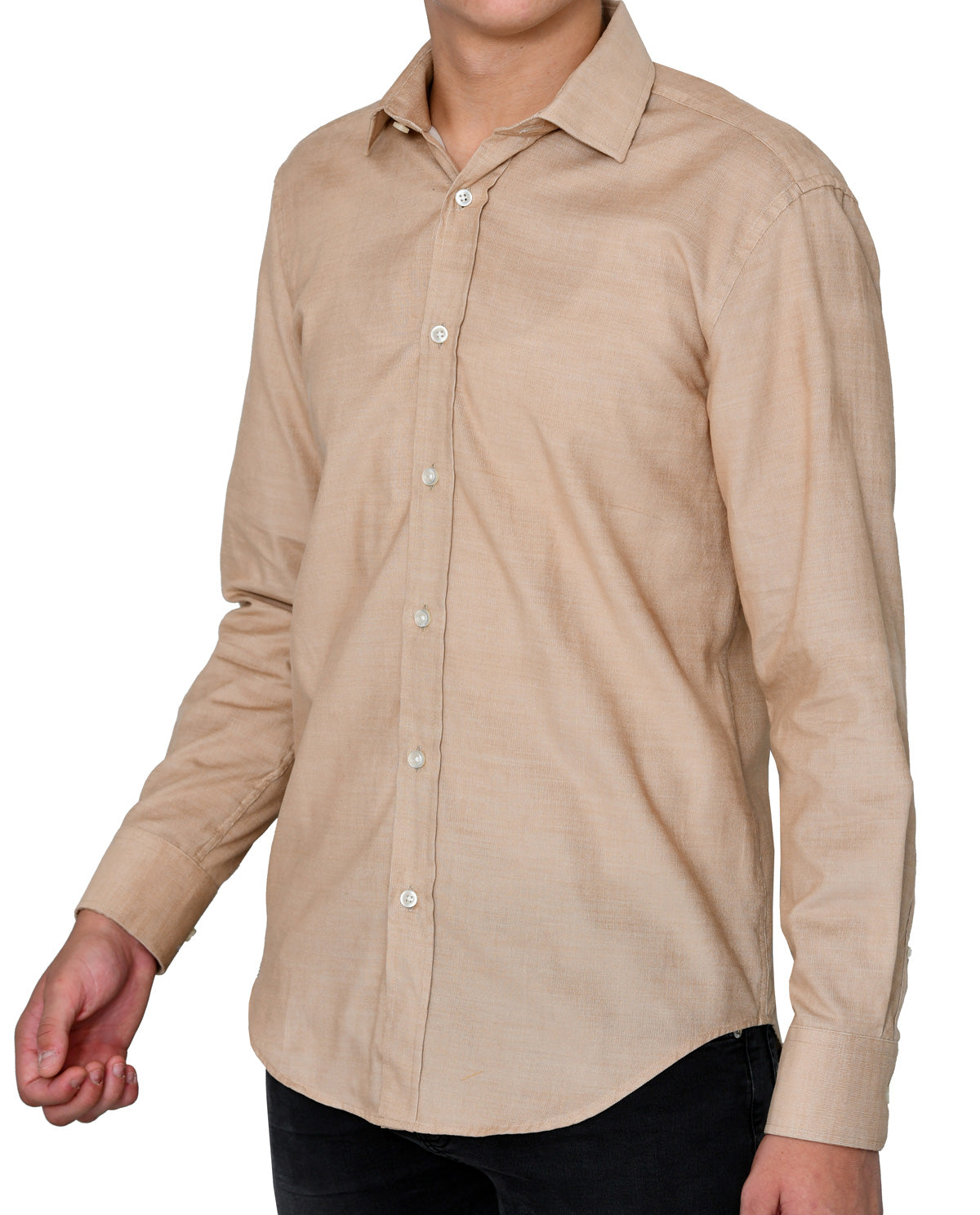 Men's Cream Corduroy Long Sleeve