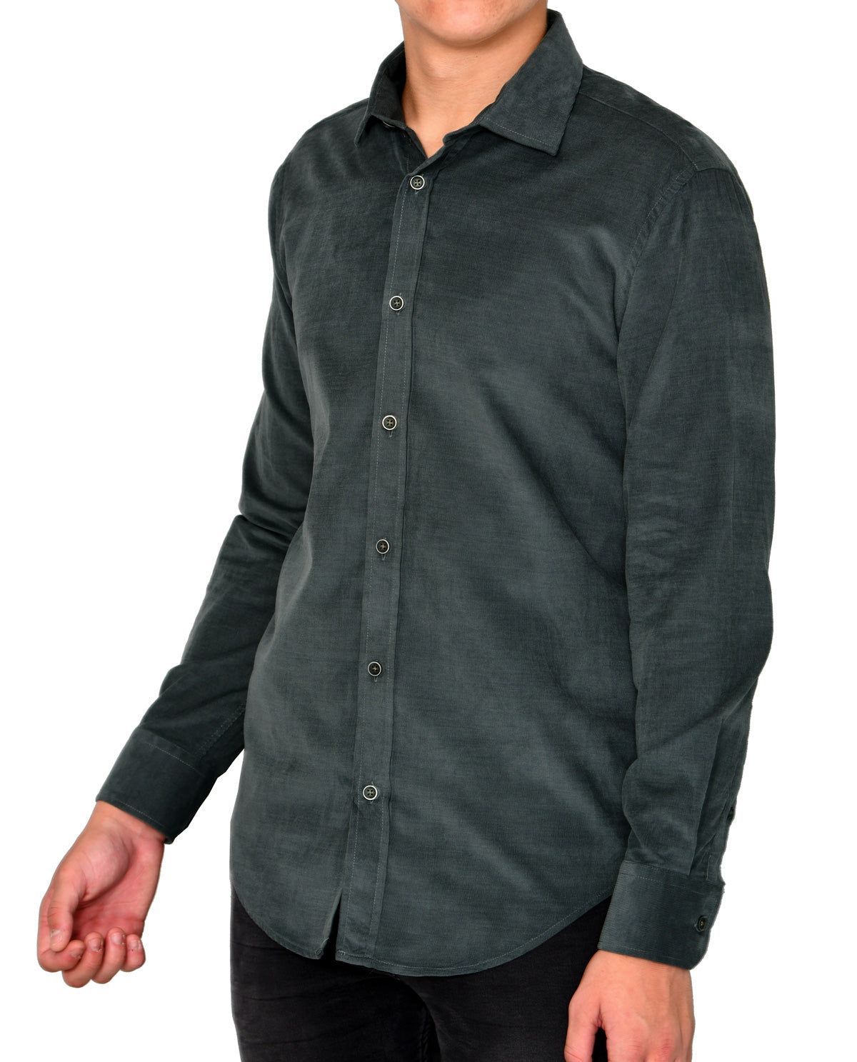 Men's Dark Green Corduroy Long Sleeve