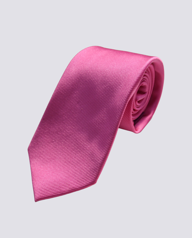 Raspberry Pink Silk Herringbone Tie