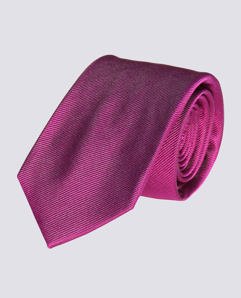 Deep Magenta Silk Herringbone Tie
