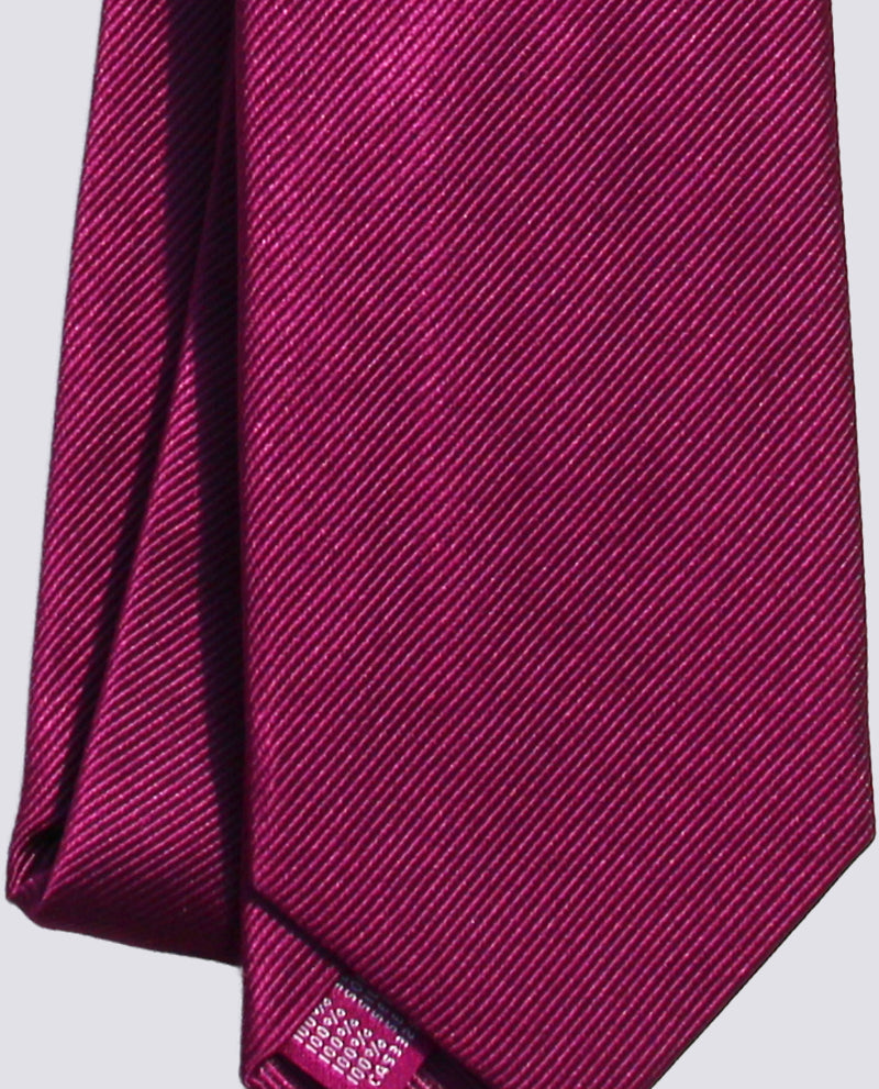 Deep Magenta Silk Herringbone Tie