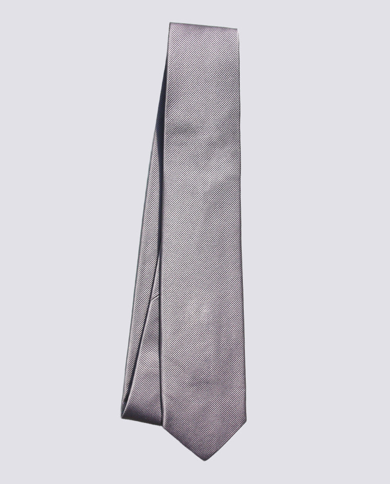 Silver Grey Silk Herringbone Tie