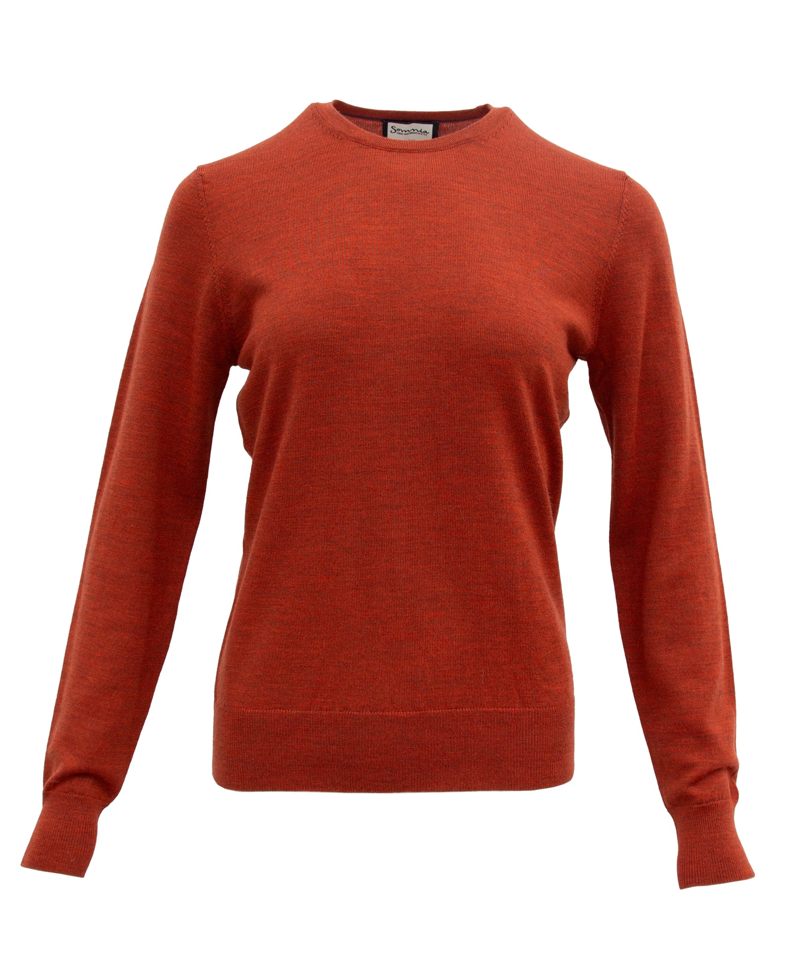 Women’s Extra Fine Merino Wool Crew Neck (Burnt Orange)