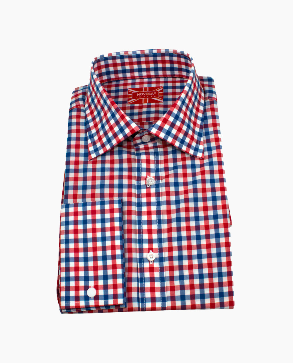 Wine and Blue Gingham Check Shirt