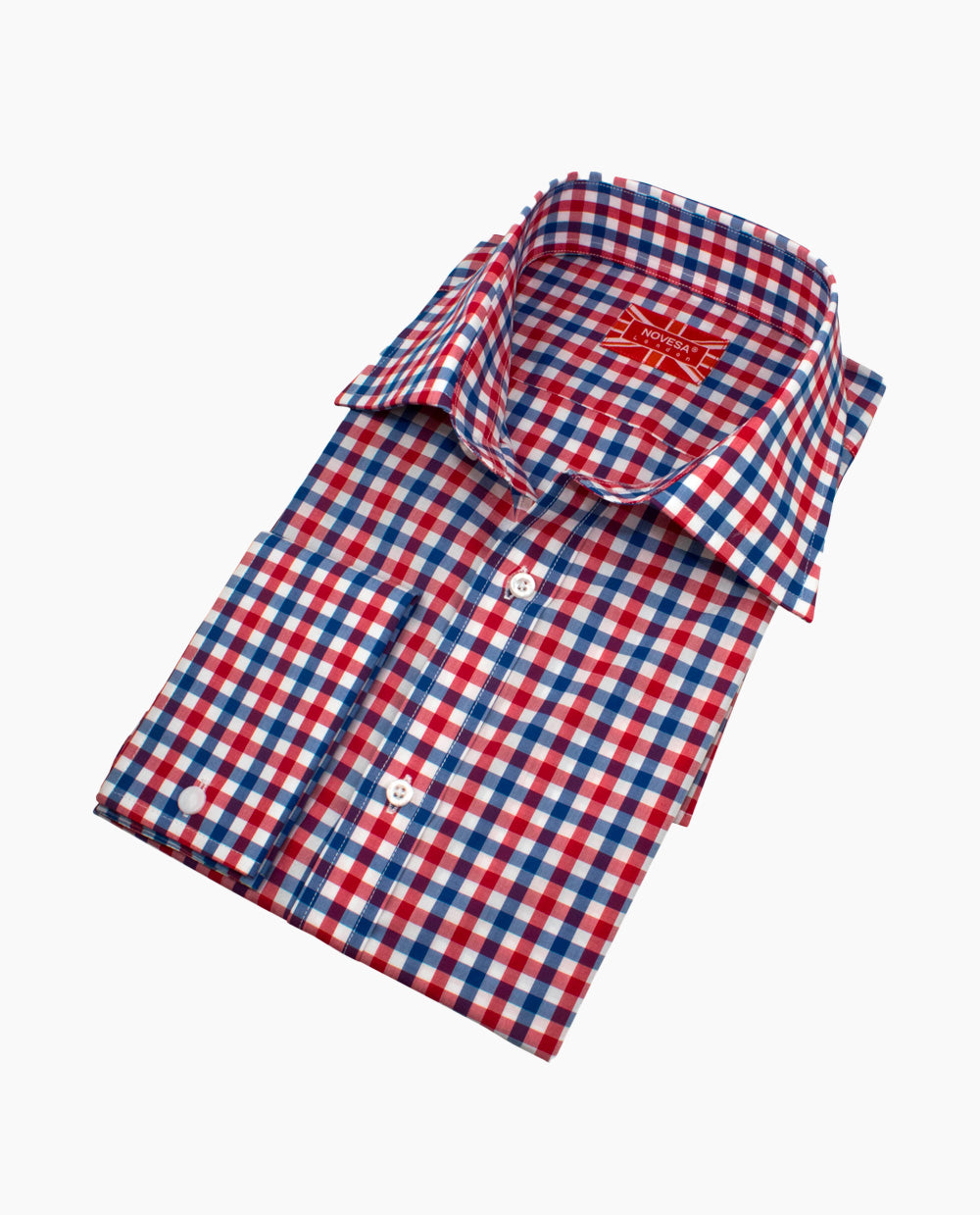 Wine and Blue Gingham Check Shirt