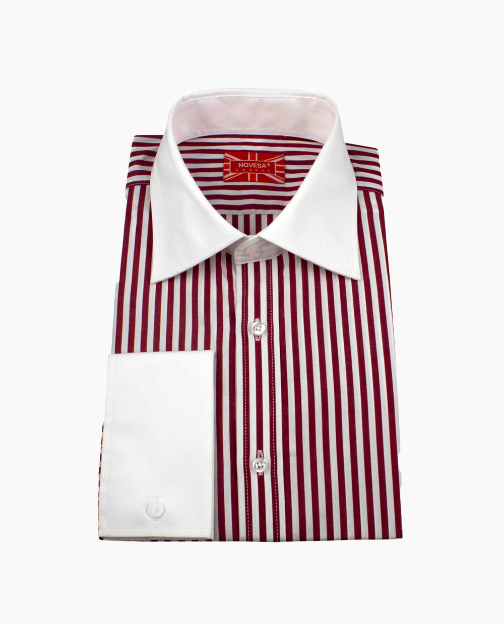 Red and White Contrast Collar and Cuff Shirt