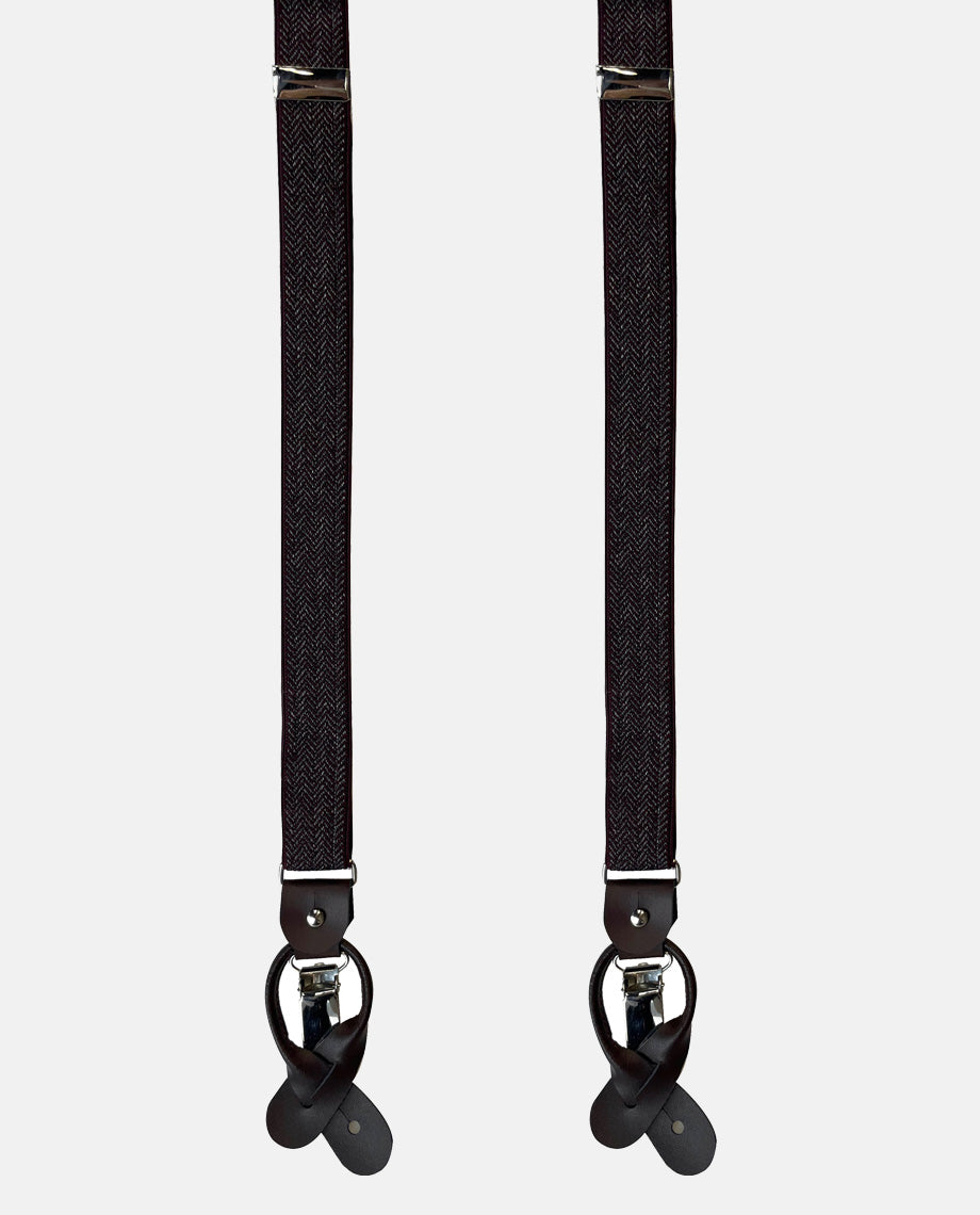 Burgundy Herringbone Combination Braces