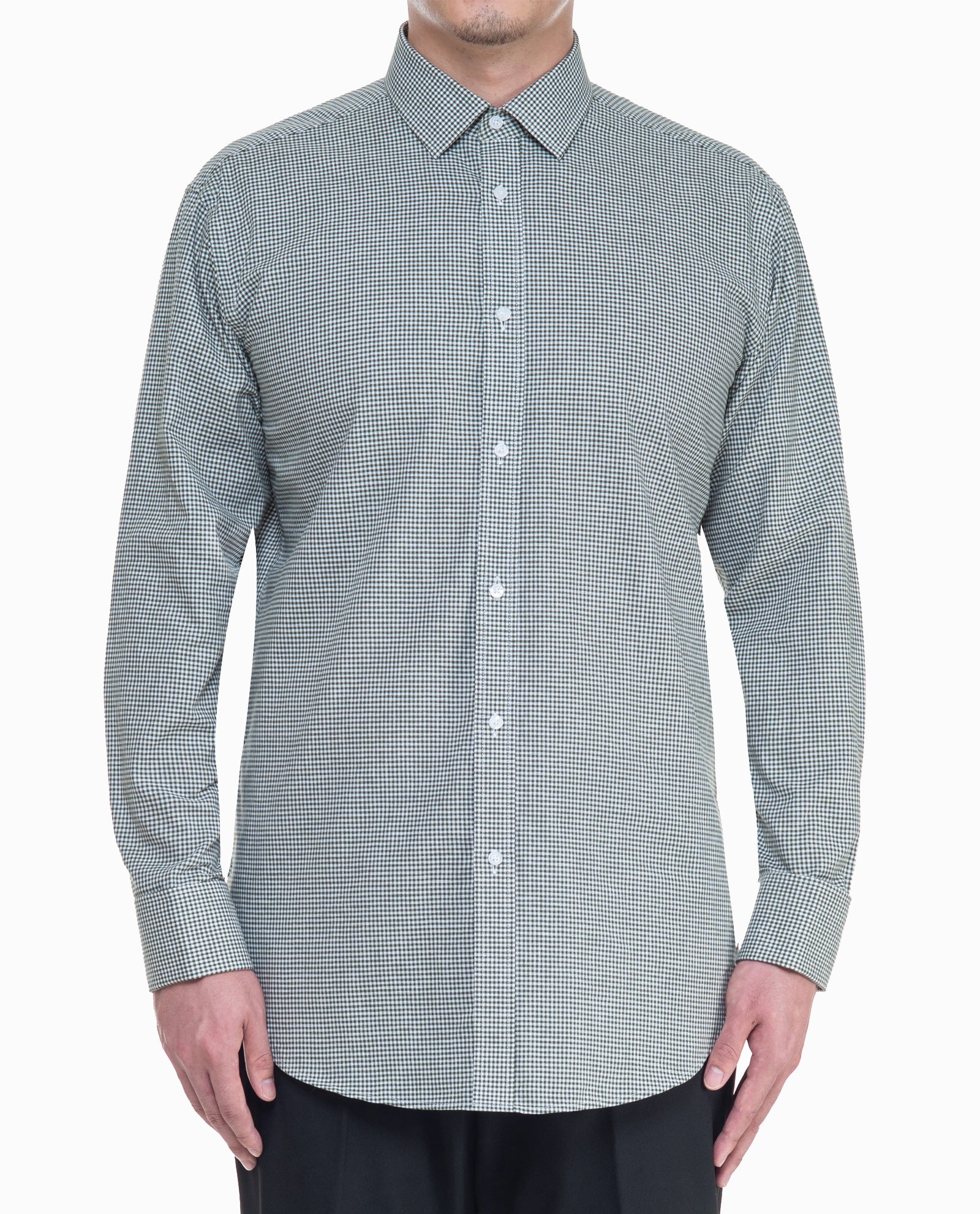 Beige Grey Plaid Mens Dress Shirt