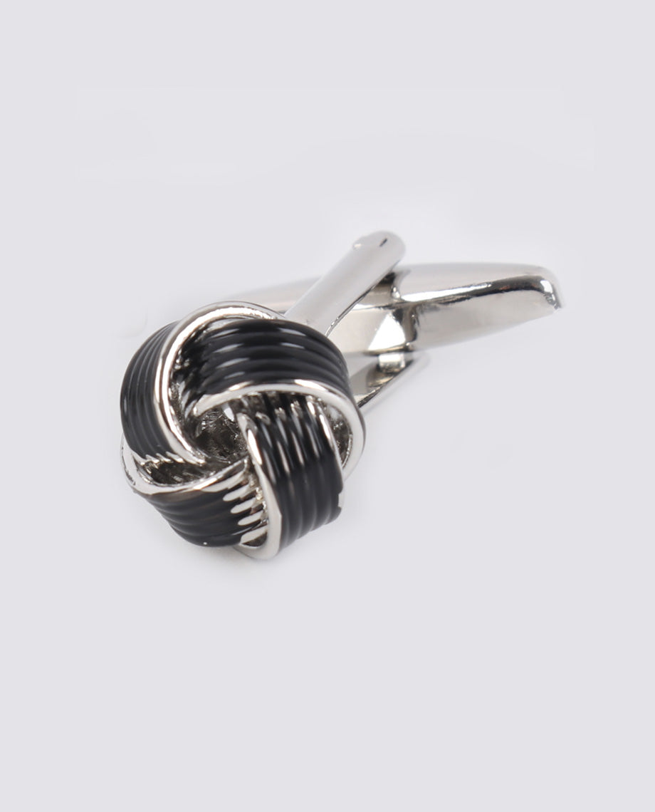 Black and Silver Knot Cufflinks