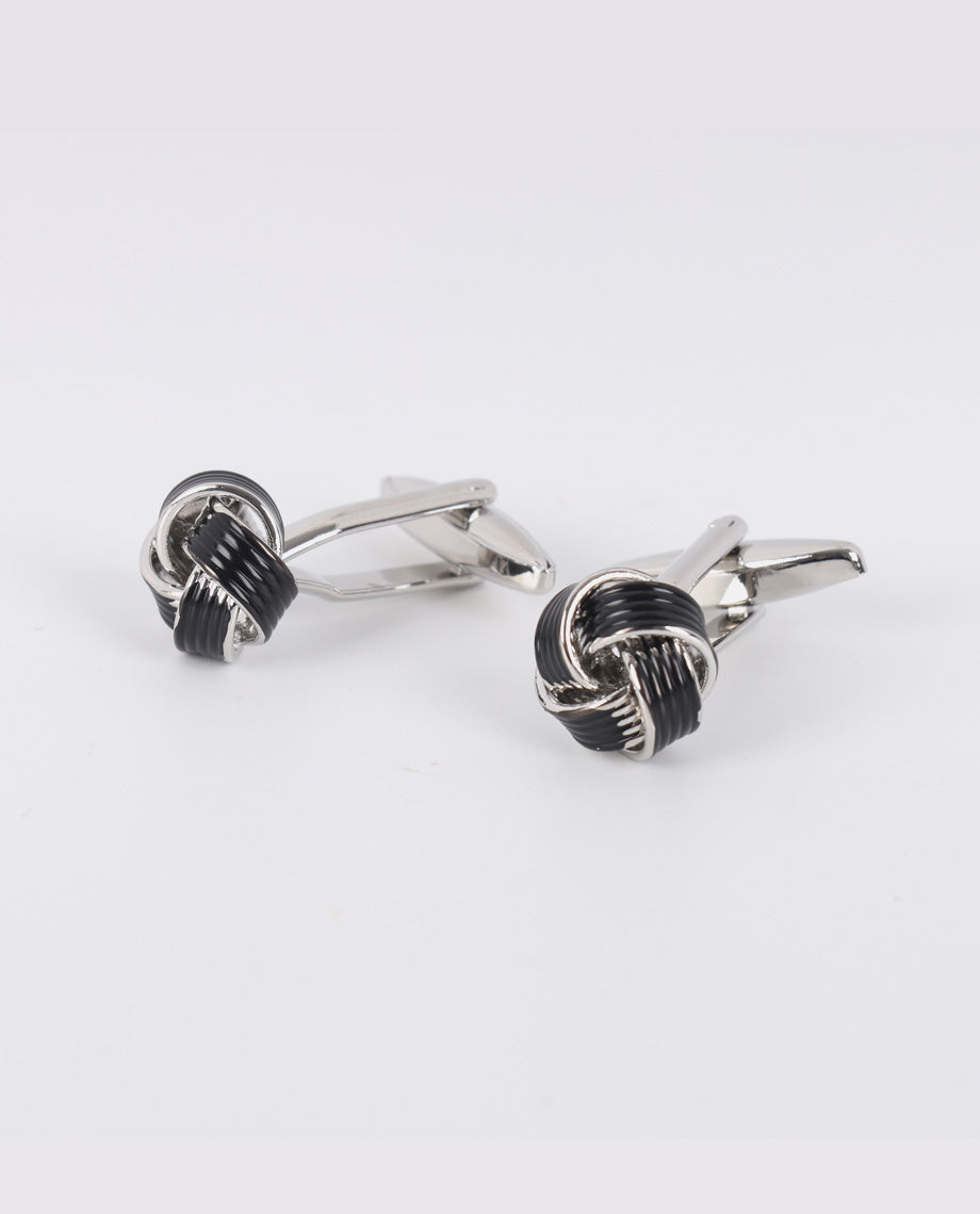 Black and Silver Knot Cufflinks