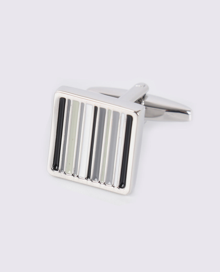 Black and Grey Stripe Cufflinks