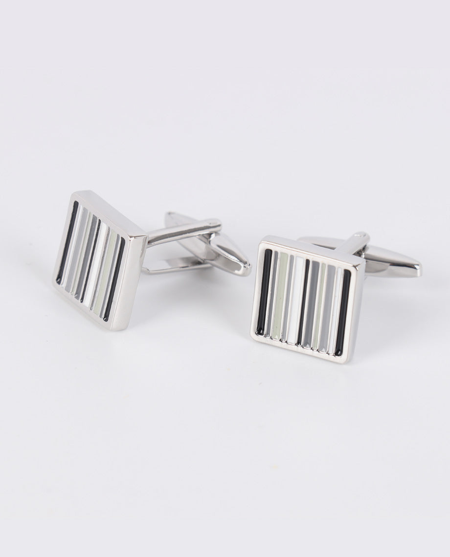 Black and Grey Stripe Cufflinks