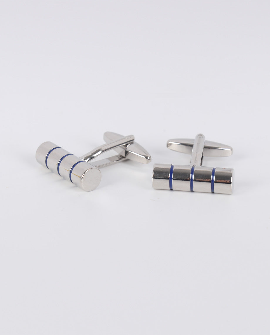 Blue Line Cylinder Cufflinks