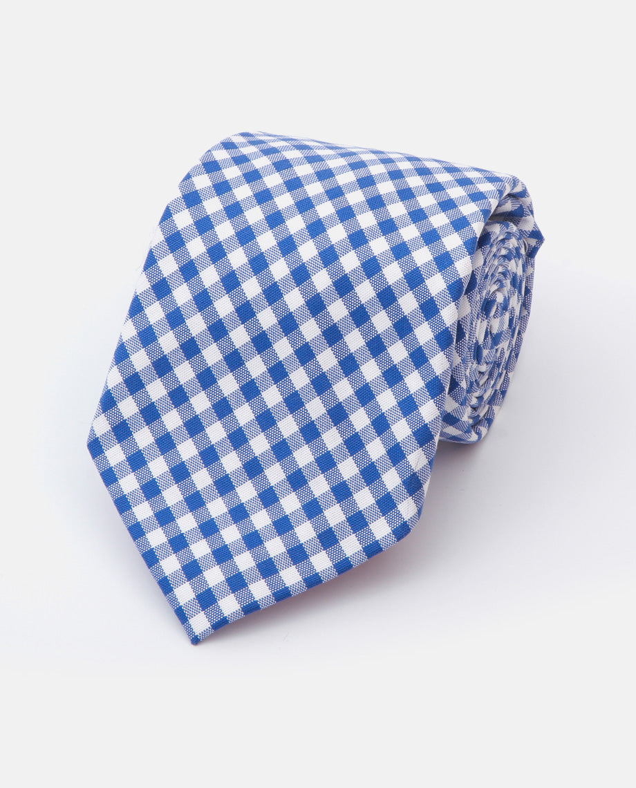 Blue Plaid Cotton Tie