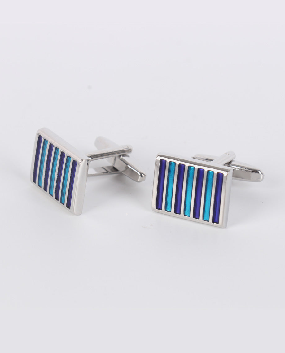 Blue and Silver Stripe Cufflinks