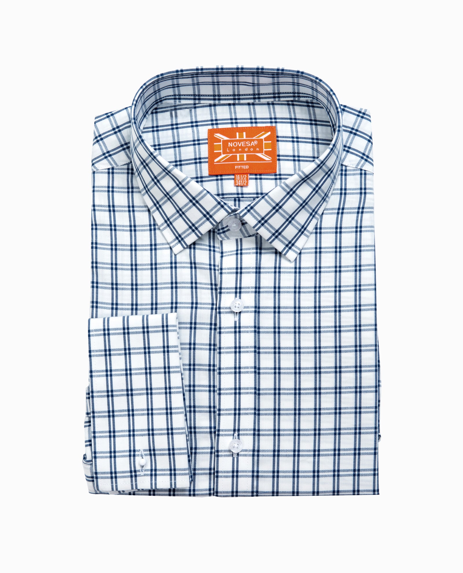 Blue White Plaid Mens Dress Shirt