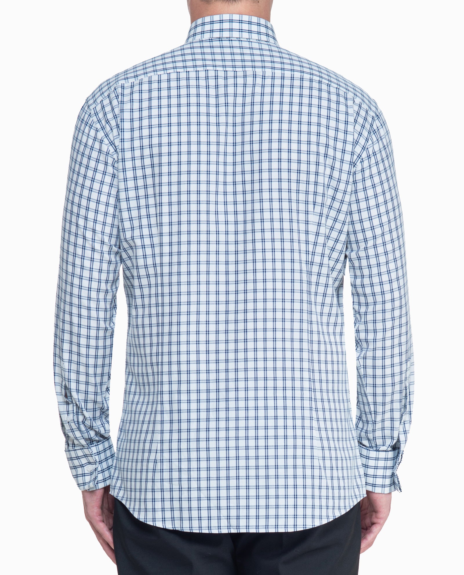 Blue White Plaid Mens Dress Shirt