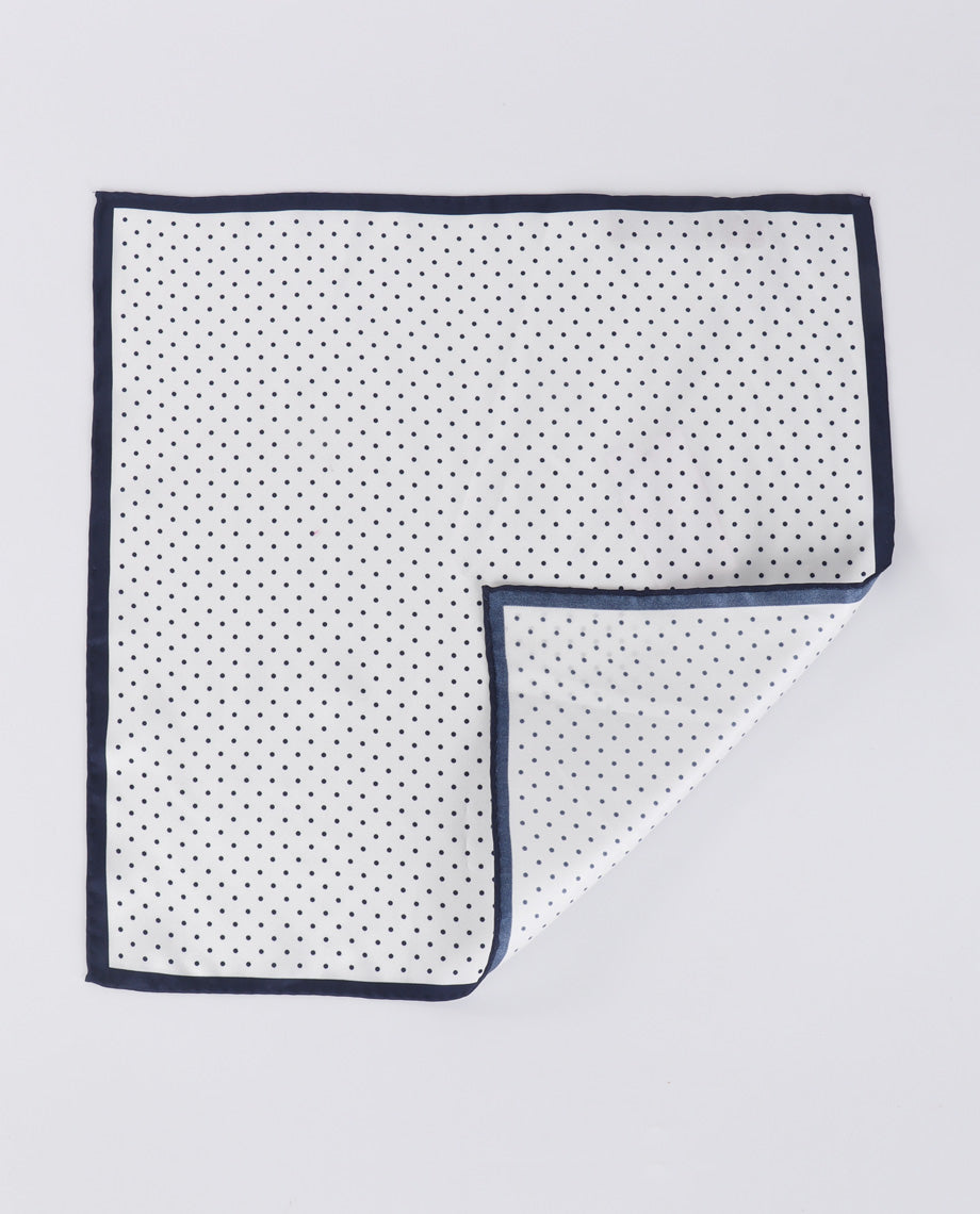 Blue Polkadots on White Handkerchief