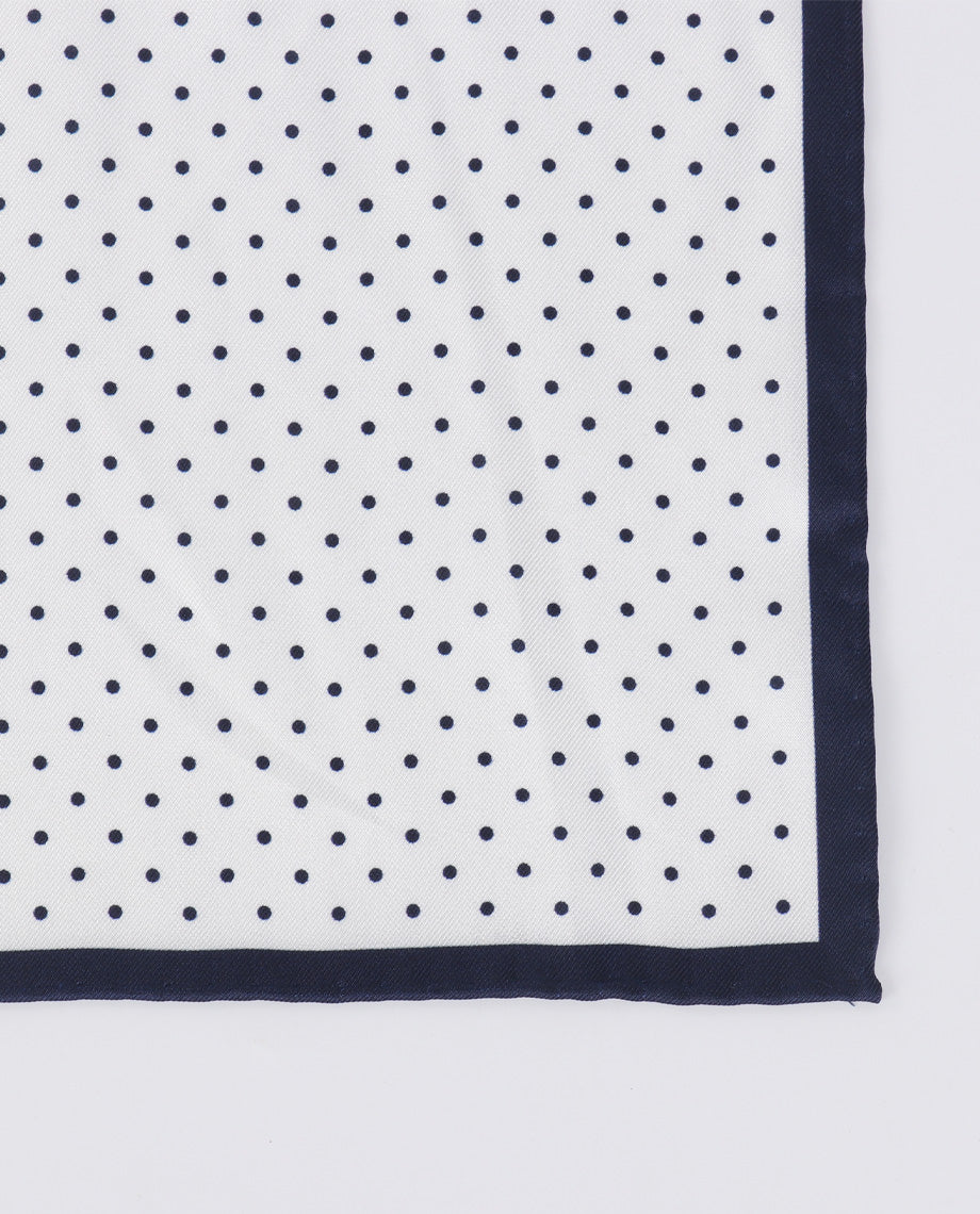 Blue Polkadots on White Handkerchief