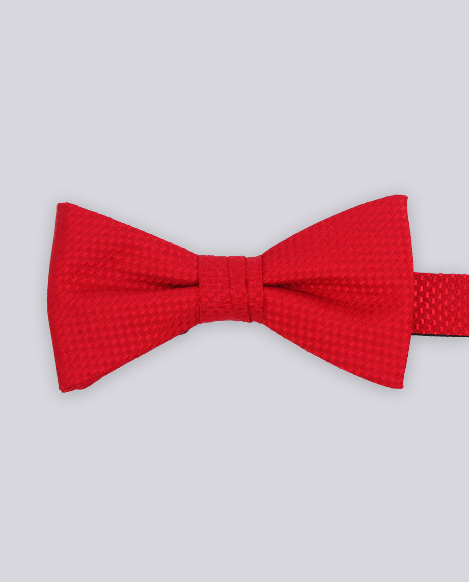 Plain Red Textured Bow Tie