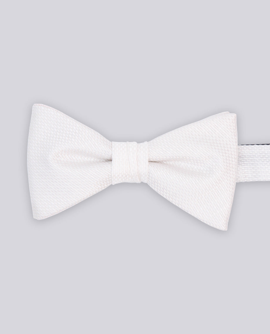 Plain Ivory White Textured Bow Tie