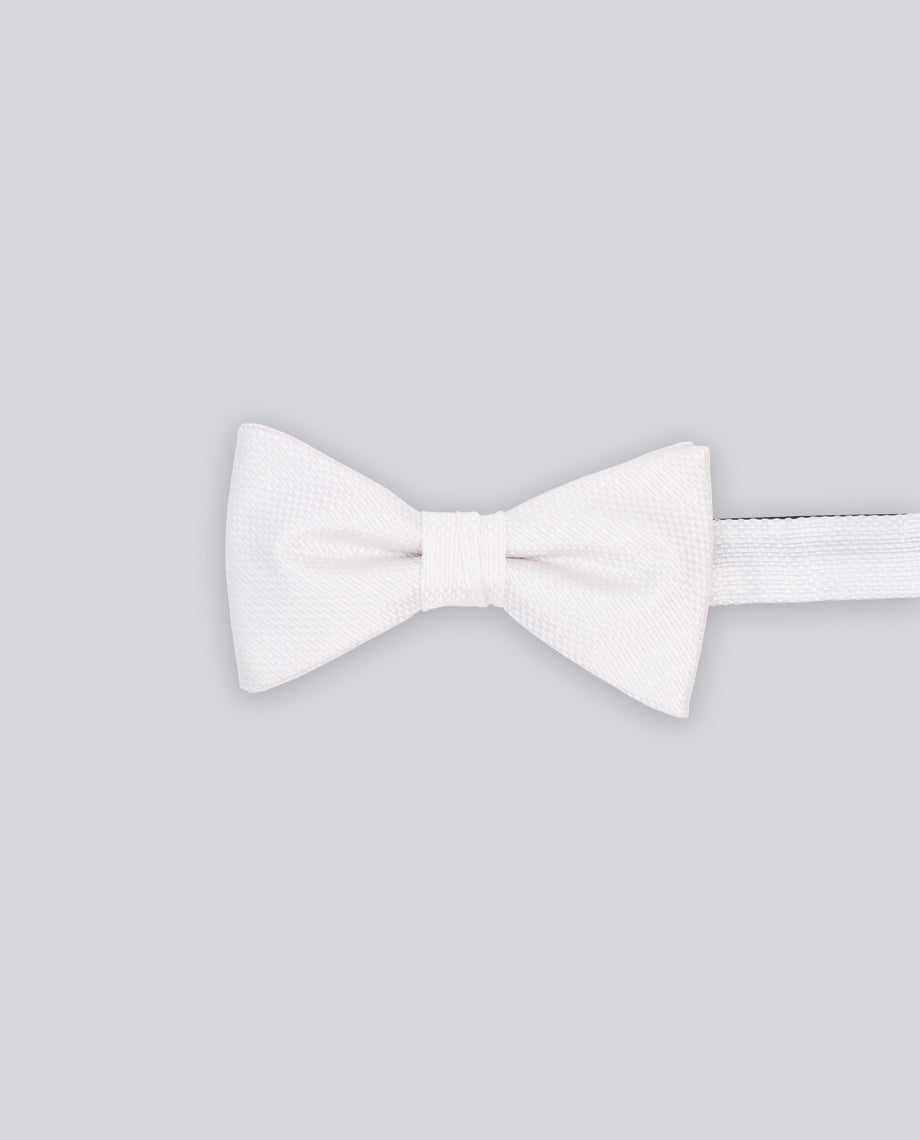 Plain Ivory White Textured Bow Tie