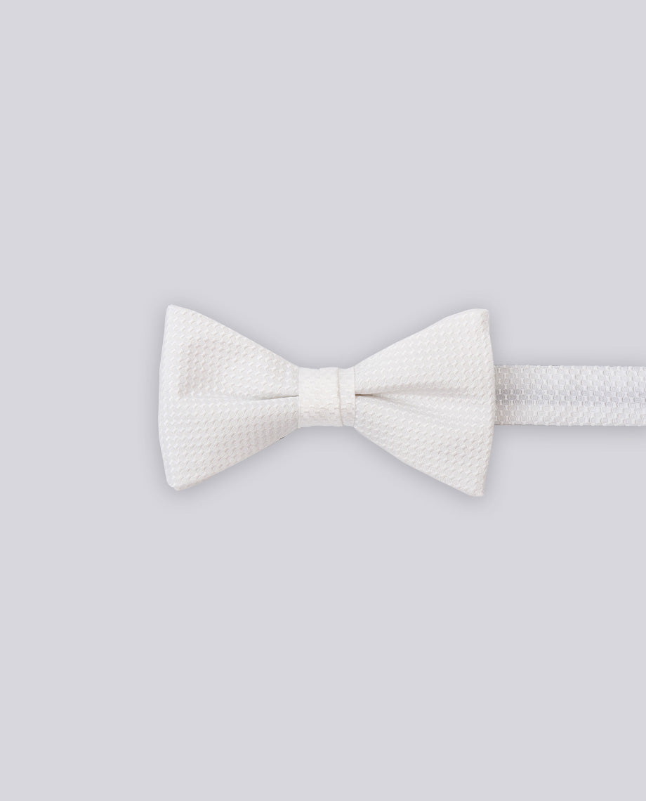 Plain white Textured Bow Tie