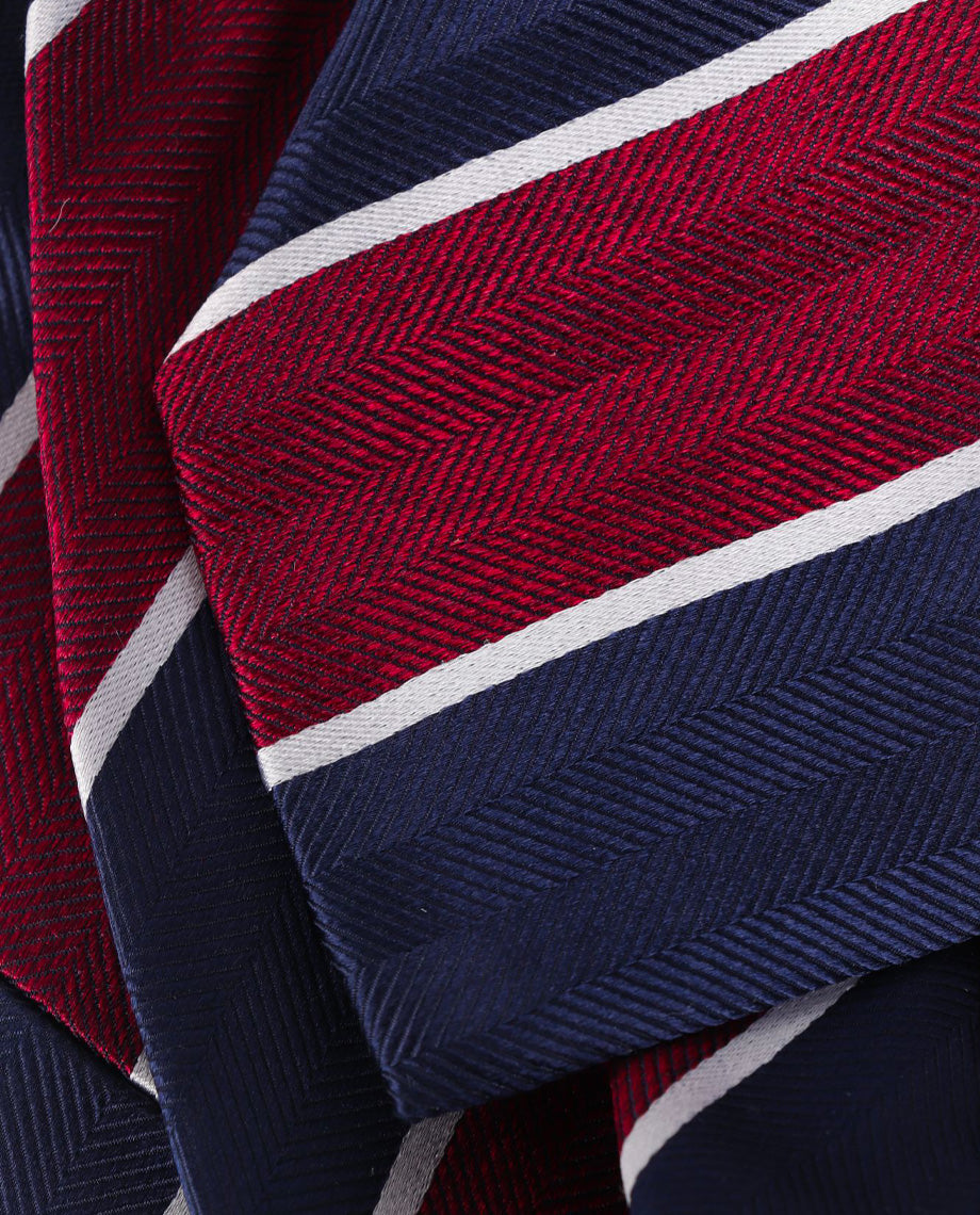 Burgundy Stripe on Blue Textured Tie