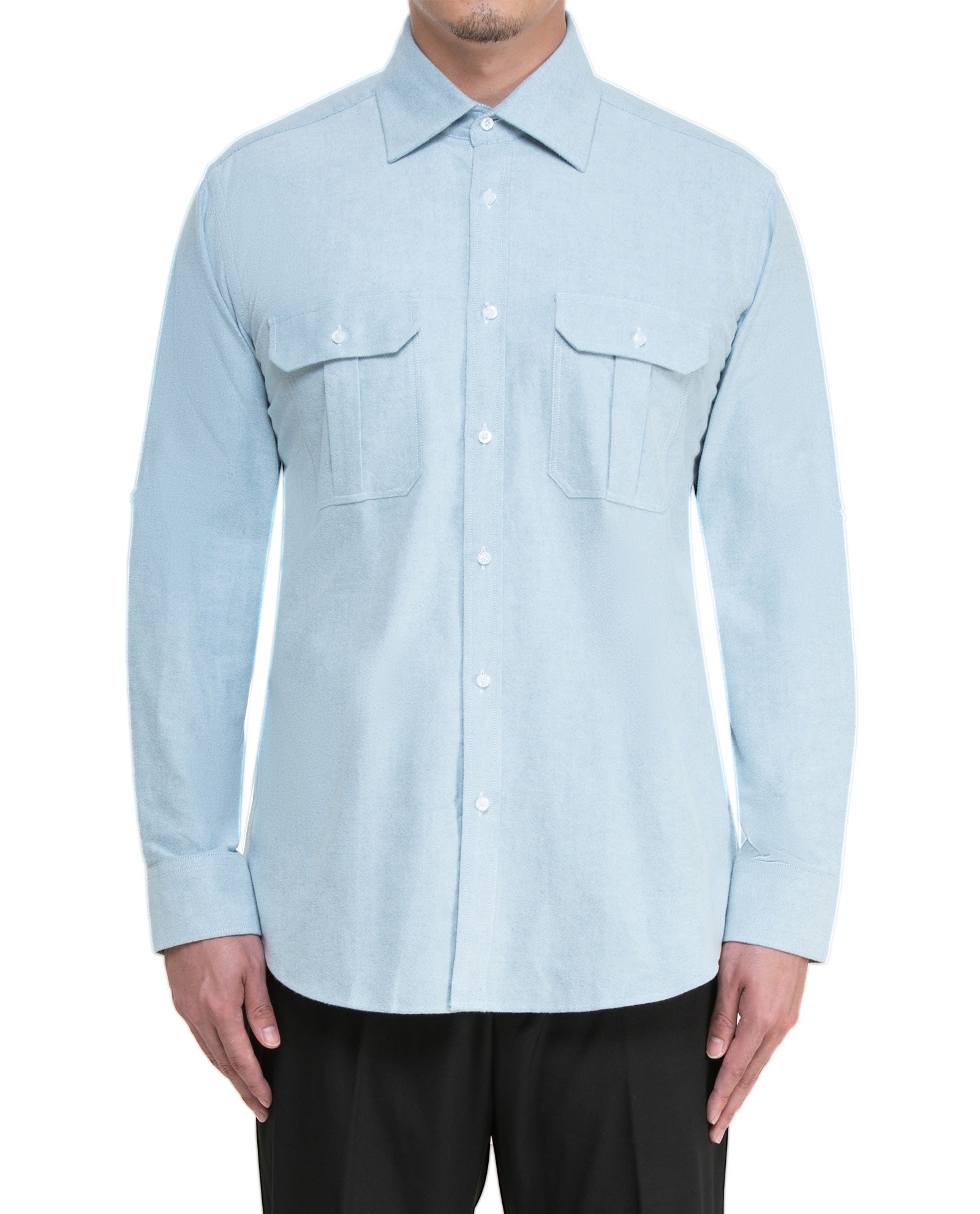 Men's Light Grey Flannel Sport Shirt