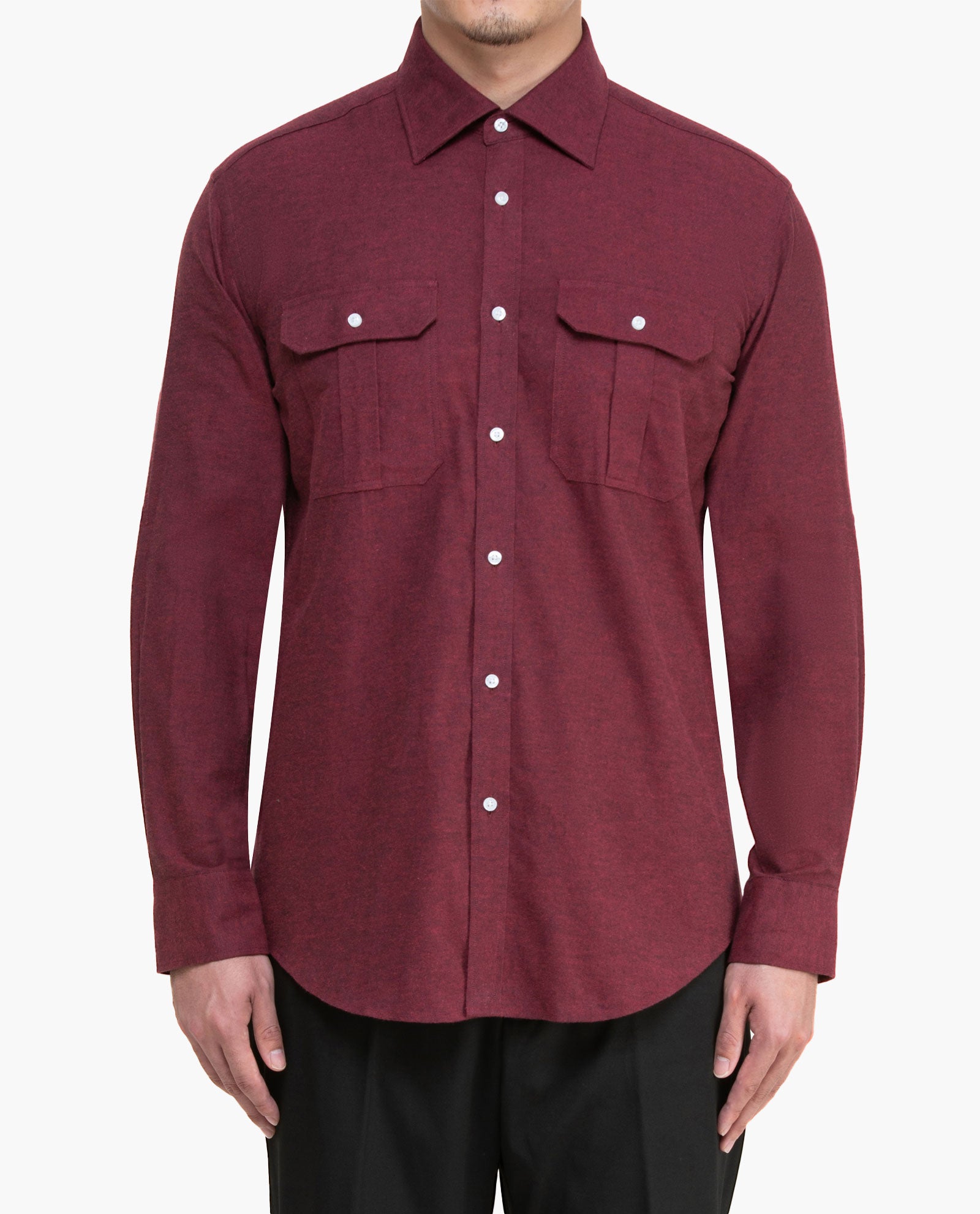 Burgundy Flannel Sport Shirt