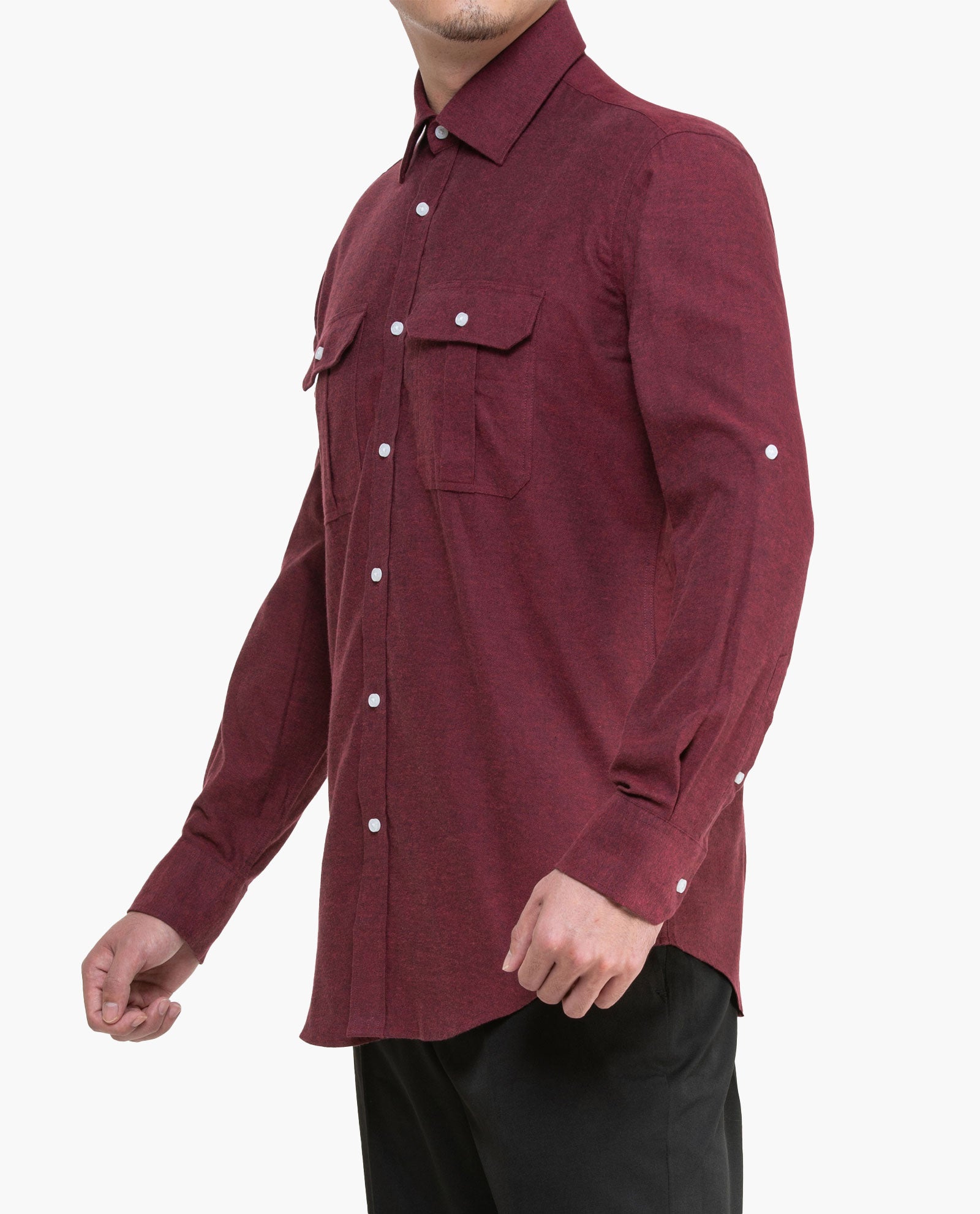 Burgundy Flannel Sport Shirt