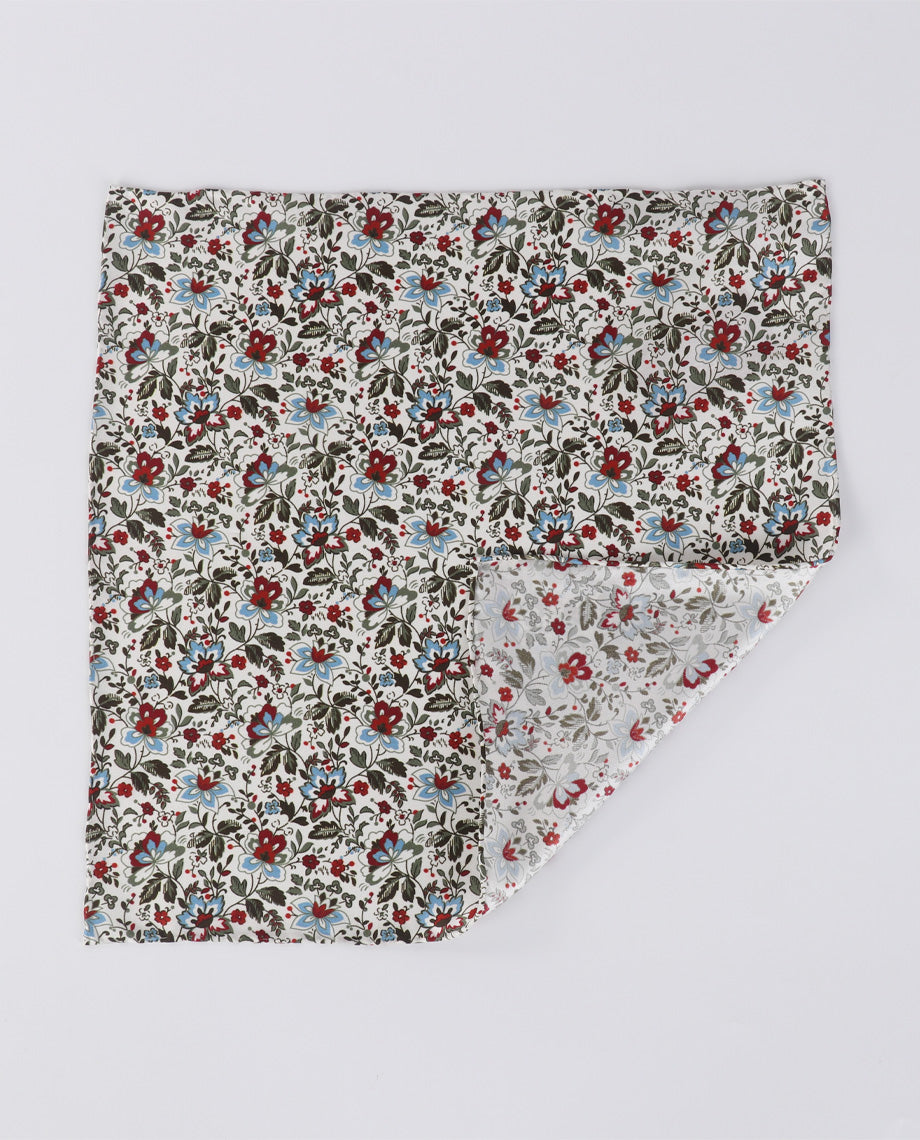 Floral on White Handkerchief