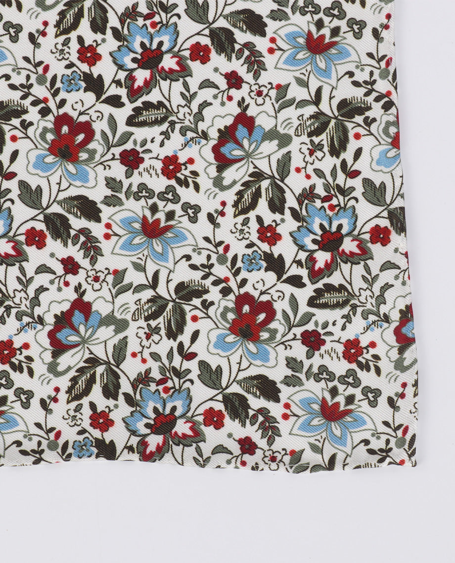 Floral on White Handkerchief