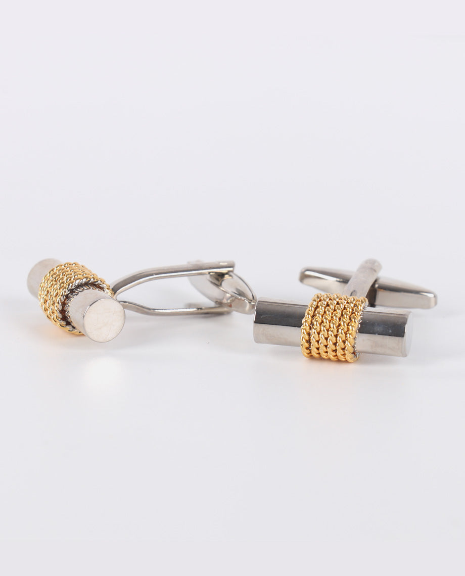 Gold and Silver Cylinder Cufflinks