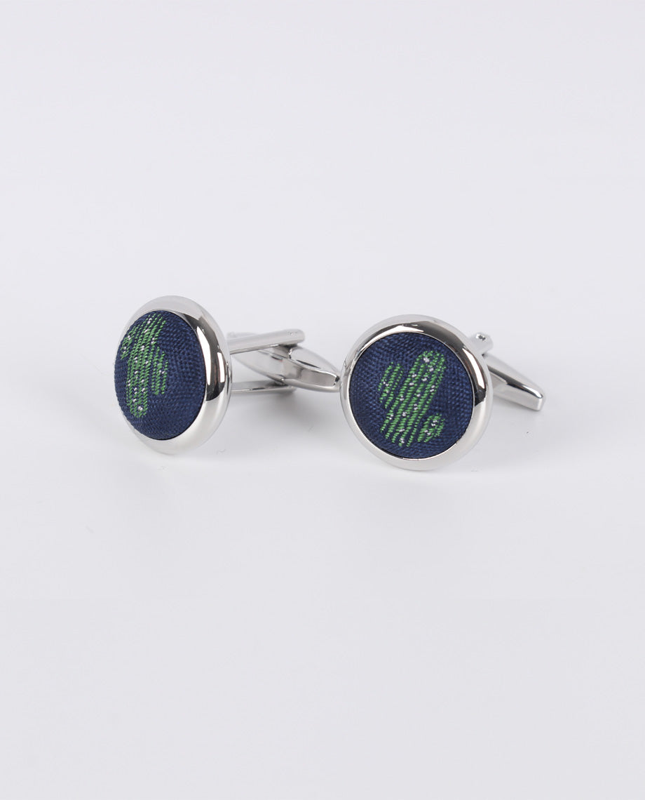 Green Cactus Embroidered Cufflinks