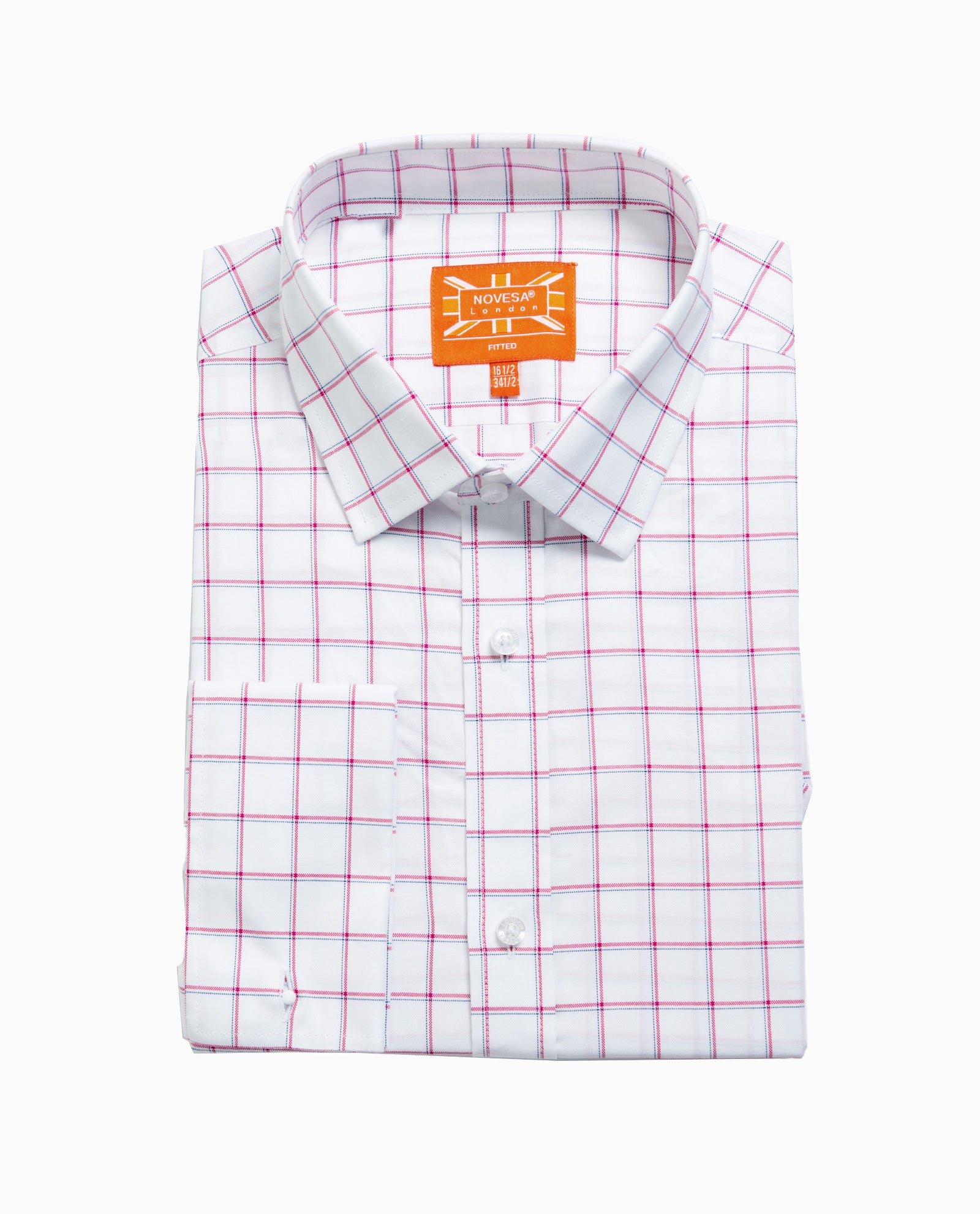 Magenta Blue Windowpane Mens Shirt