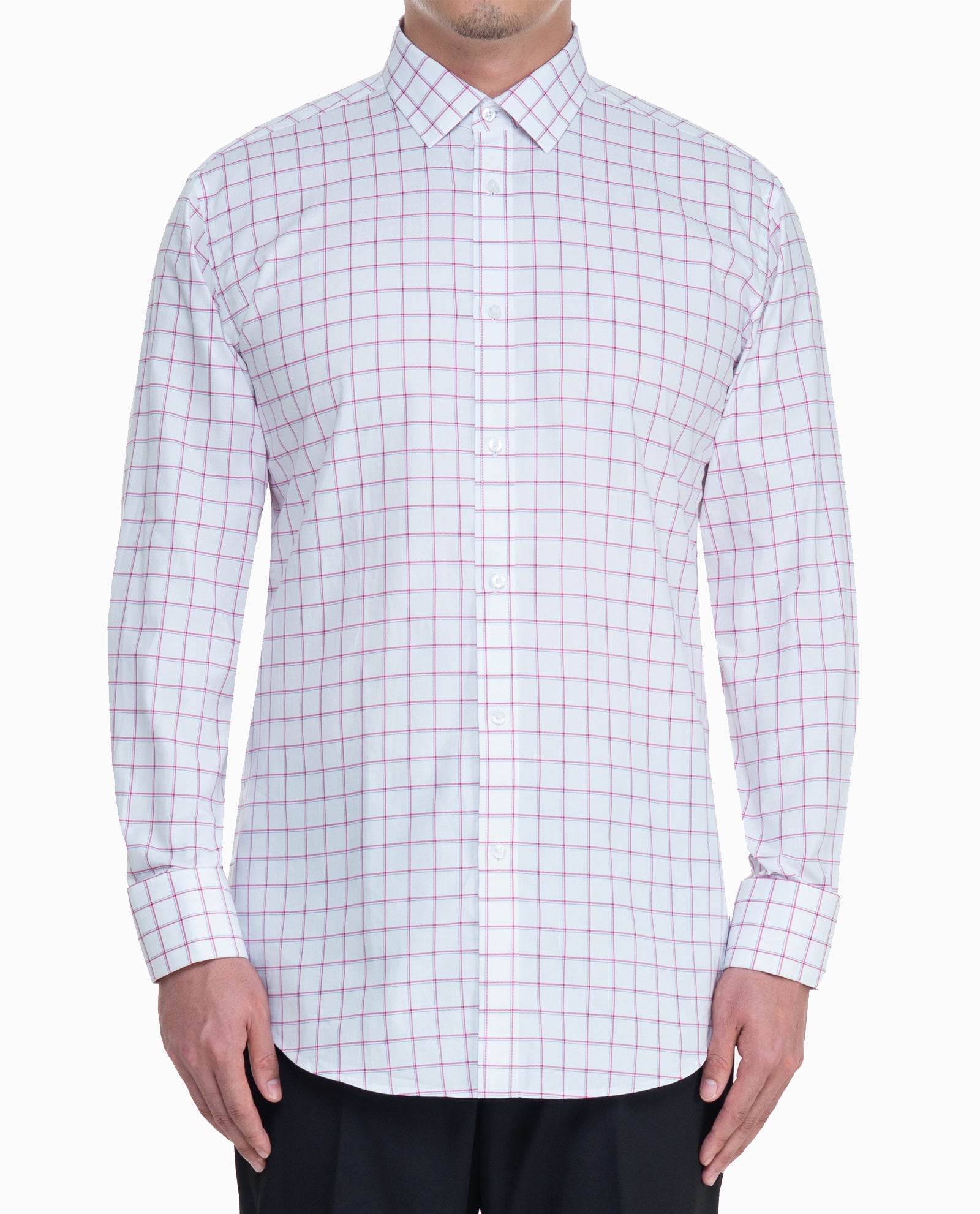 Magenta Blue Windowpane Mens Shirt