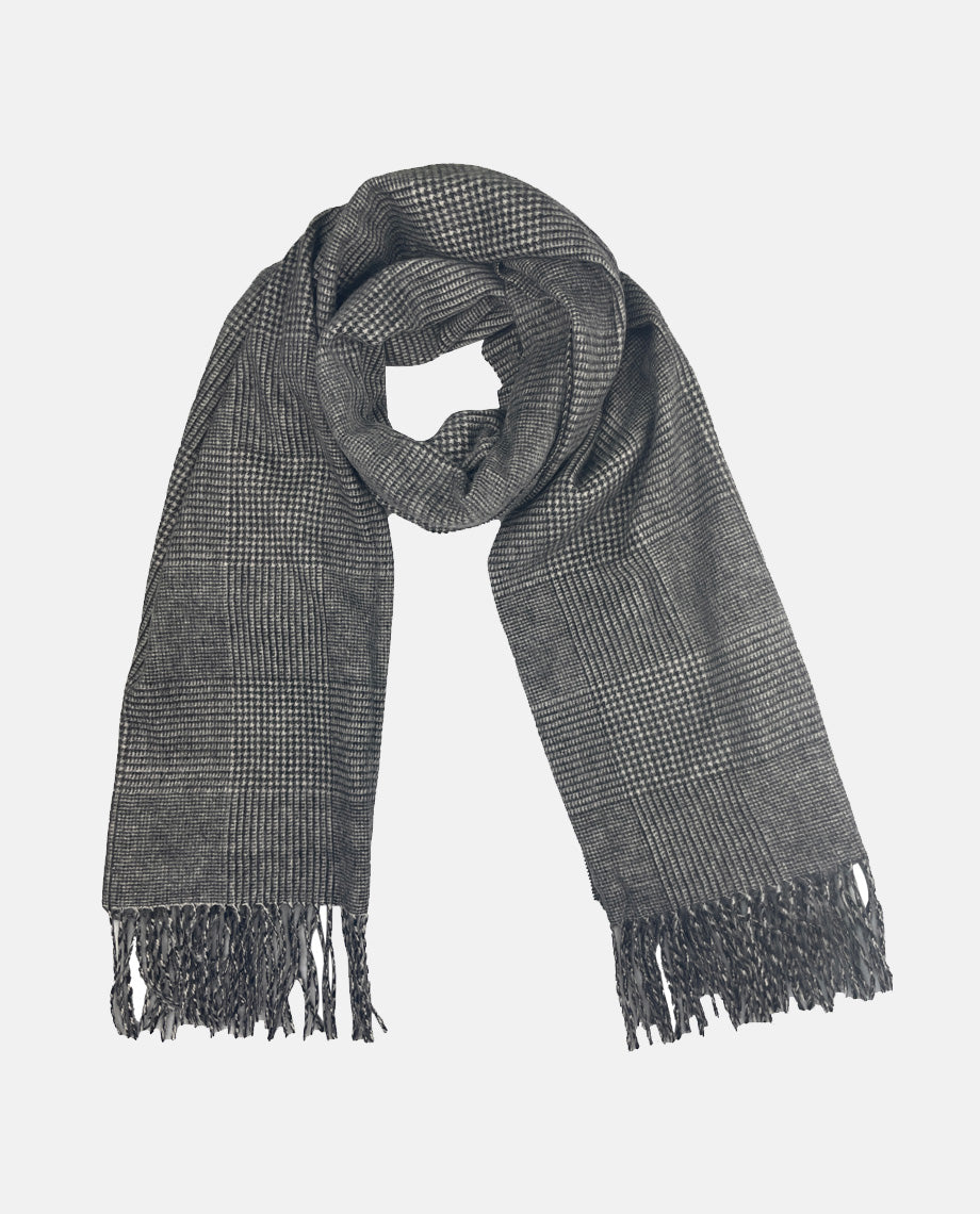 Navy Check Cashmere Scarf