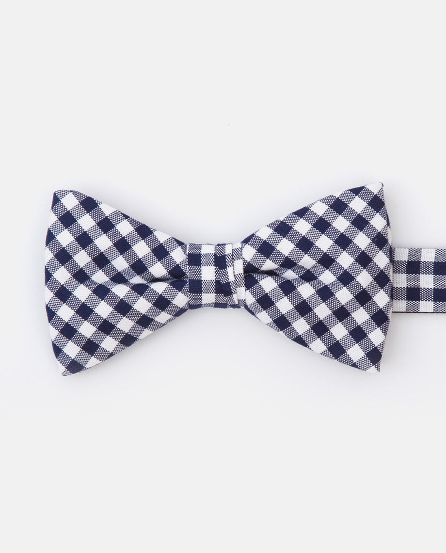 Navy Plaid Cotton Bowtie