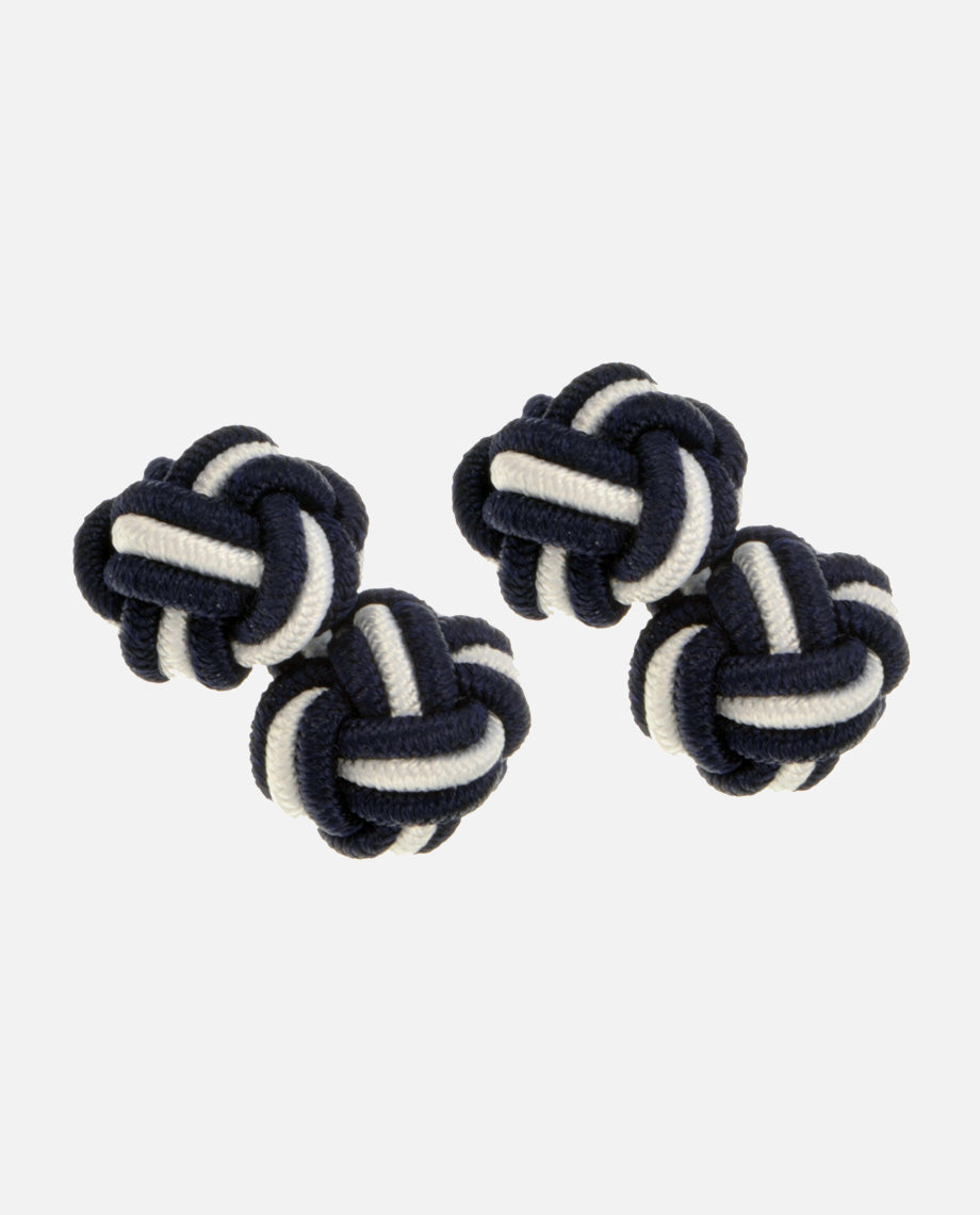 Navy and White Silk Knots