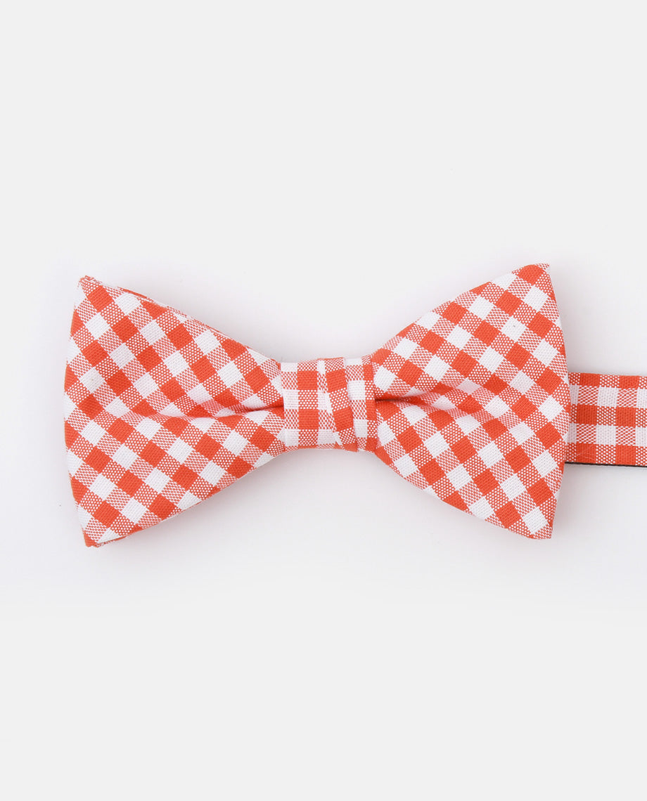 Orange Plaid Cotton Bowtie