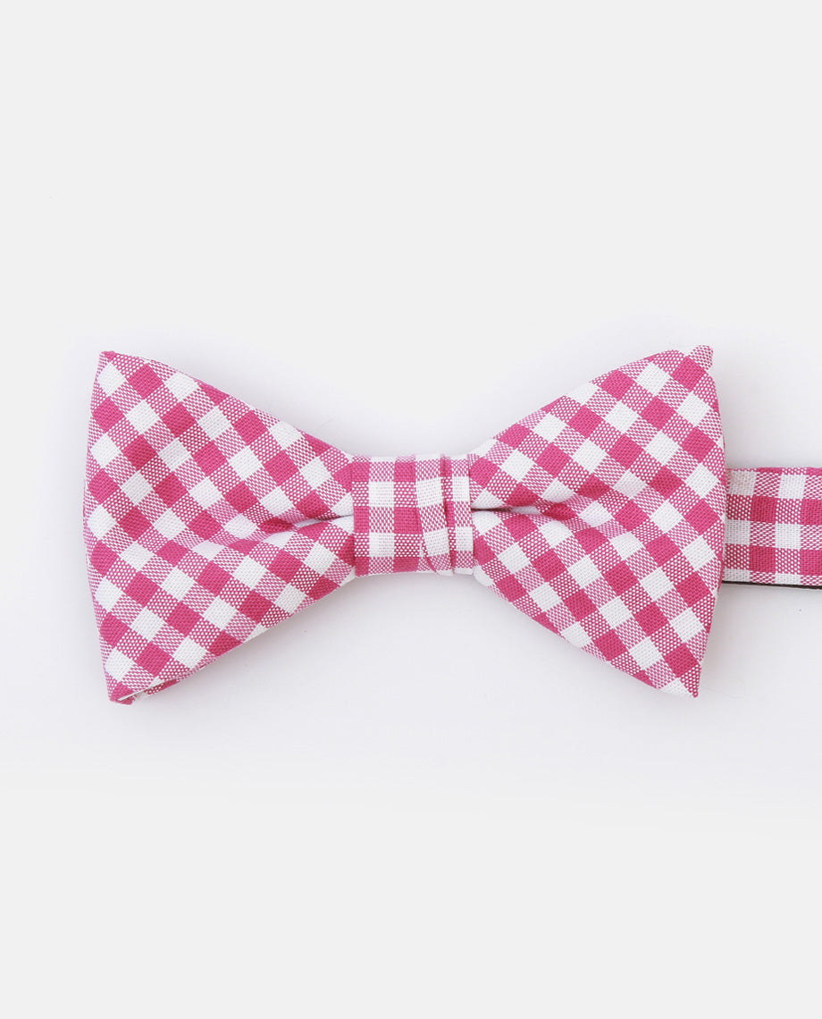 Pink Plaid Cotton Bowtie