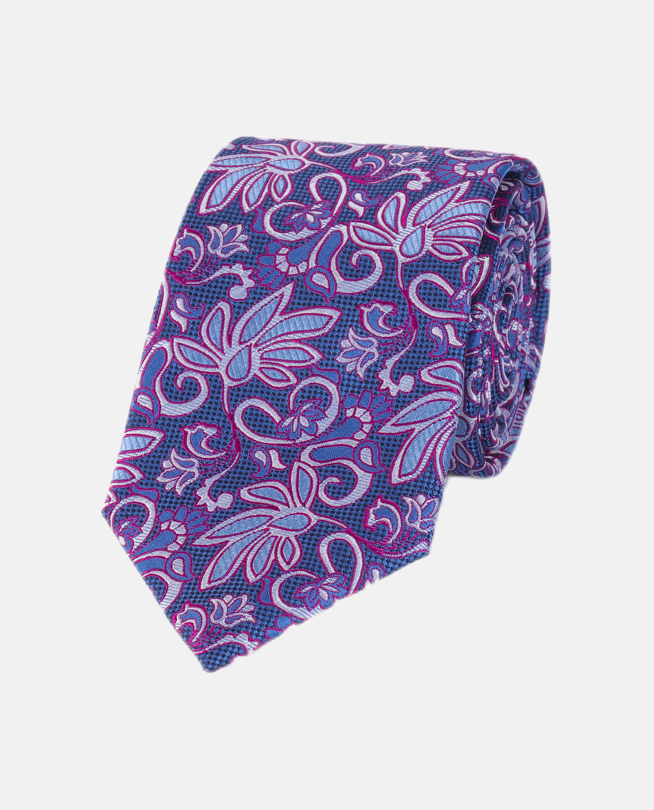 Textured Indigo Floral Tie