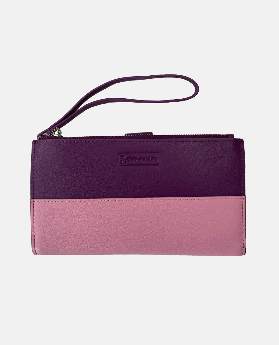 Purple and Pink Top Grain Leather Tech Wallet