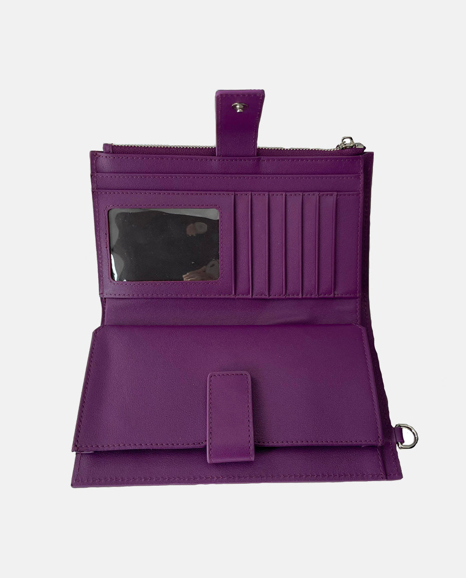 Purple and Pink Top Grain Leather Tech Wallet