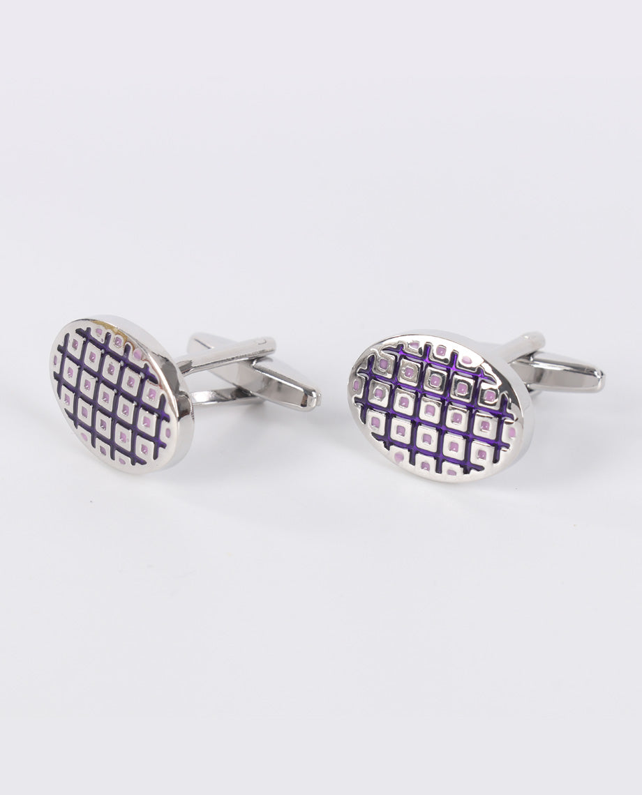Purple and Silver Oval Cufflinks