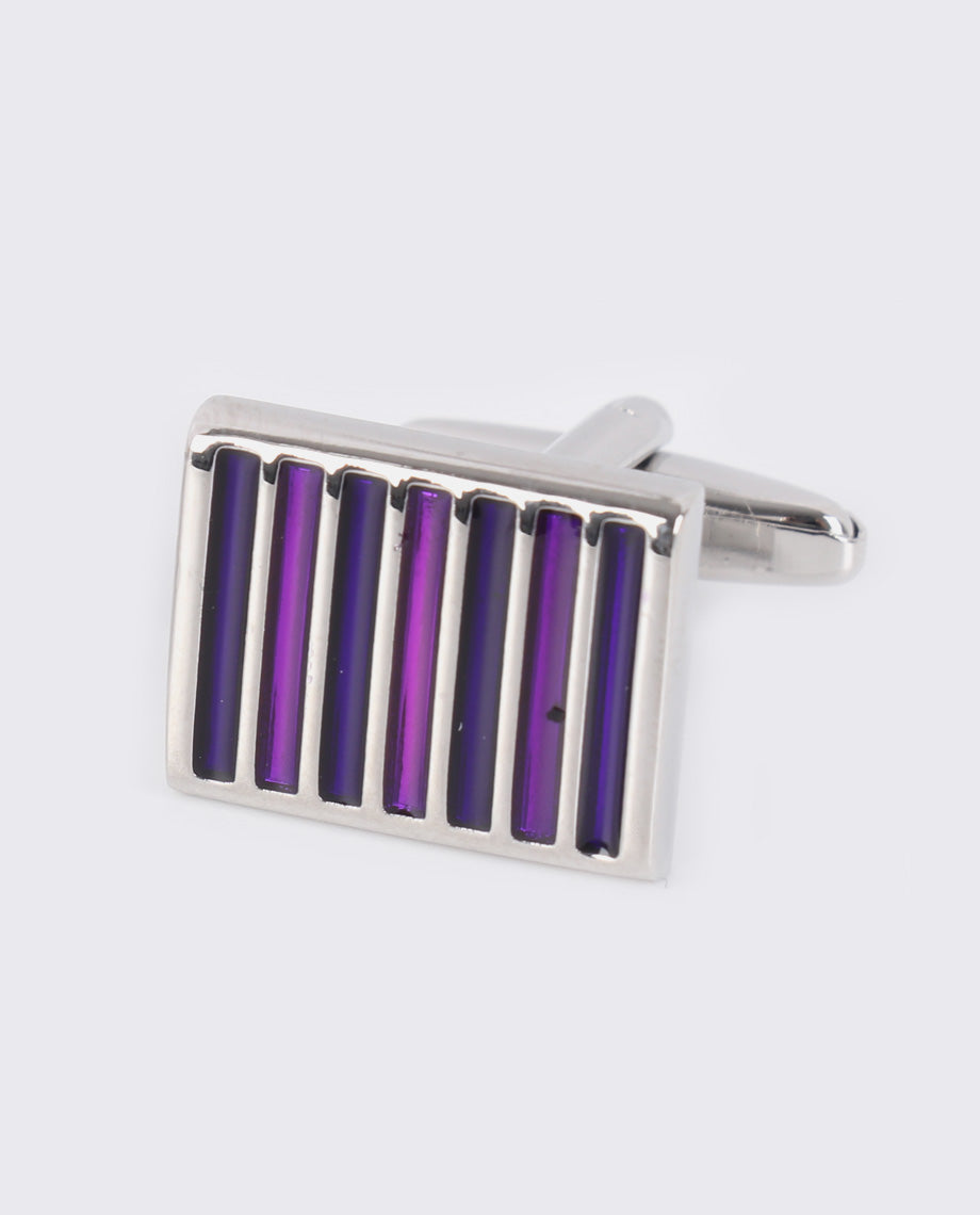 Purple and Silver Square Cufflinks