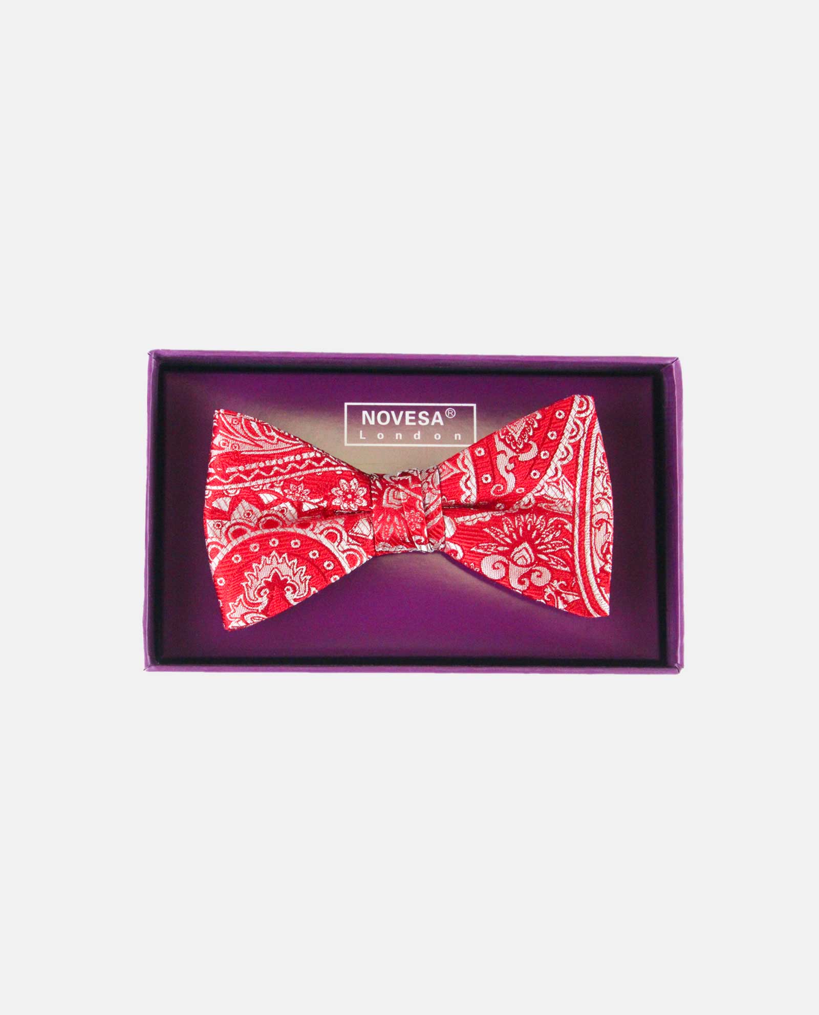 Red with White Paisley Bow Tie